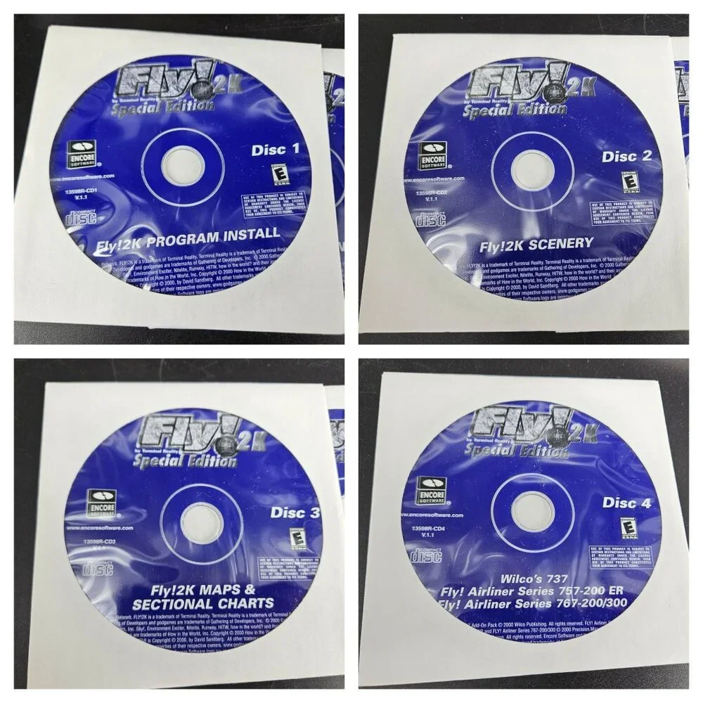 Fly 2K Flight Simulator Special Edition PC 4 CD Disc Airplane Manual Reference